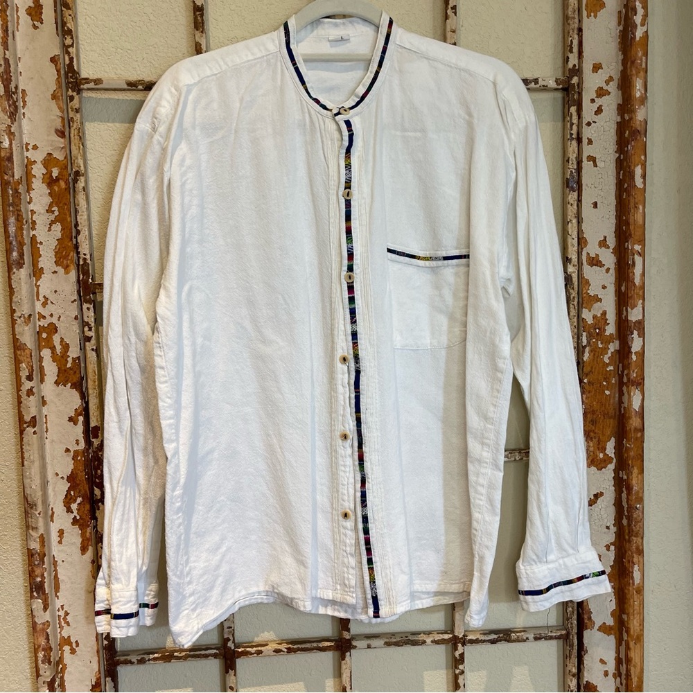 Mexico hand embroiderered detail trim long sleeve M-L